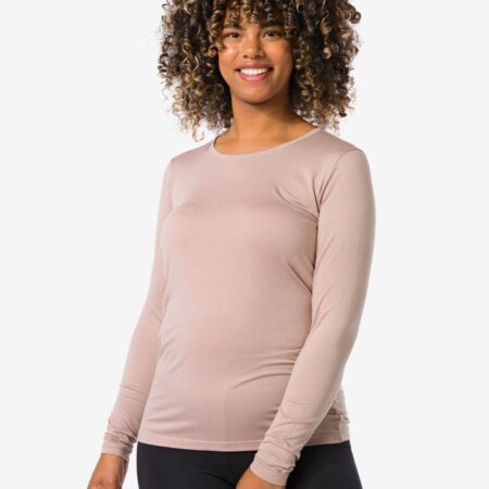Dames temptech T-shirt lange mouw beige