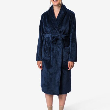 Damesbadjas fleece donkerblauw