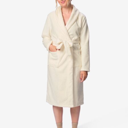 Damesbadjas fleece gebroken wit (gebroken wit)