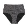 Damesbikinibroekje Meggy hoog shaping fit structuur zwart/wit (zwart/wit)