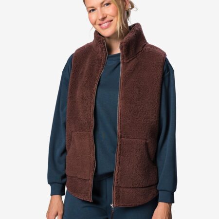 Damesbodywarmer sherpa donkerbruin