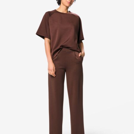 Damesbroek Elly regular fit jersey bruin