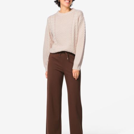 Damesbroek Wendy wide fit jersey bruin