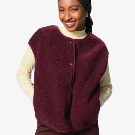 Damesgilet Odi teddy bordeauxrood