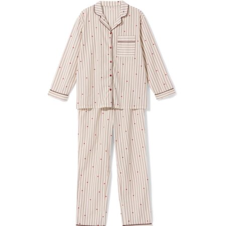 Damespyjama oversized fit strepen creme