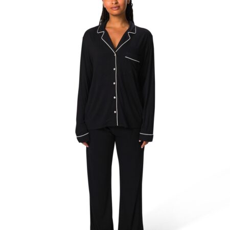 Damespyjama viscose zwart