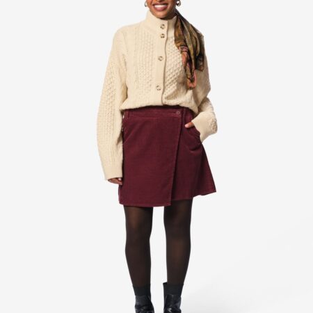 Damesrok Lena regular fit rib bordeauxrood