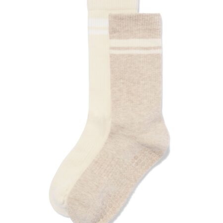Damessokken yoga antislip - 2 paar beige