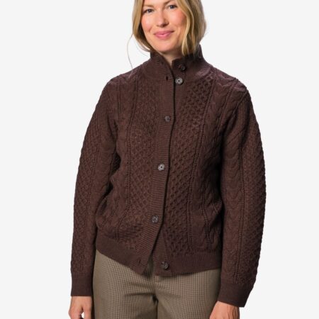 Damesvest Zelda kabel grofgebreid bruin