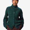Damesvest Zelda kabel grofgebreid zeegroen