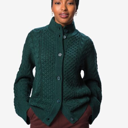 Damesvest Zelda kabel grofgebreid zeegroen
