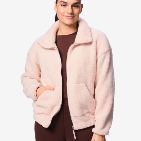 Damesvest sherpa lichtroze