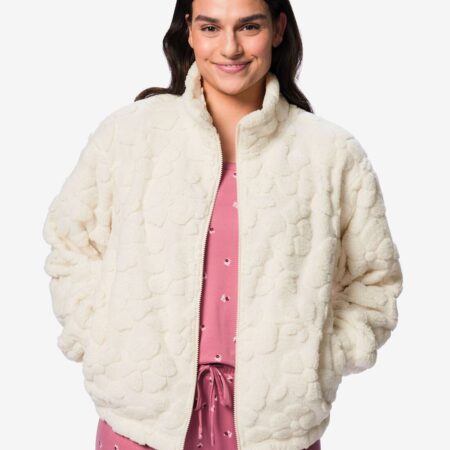 Damesvest teddy bloemen gebroken wit (gebroken wit)