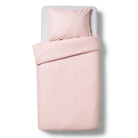 Dekbedovertrek 140x200/220cm flanel lijnen roze