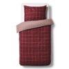 Dekbedovertrek 140x200/220cm flanel ruiten bordeaux (donkerrood)