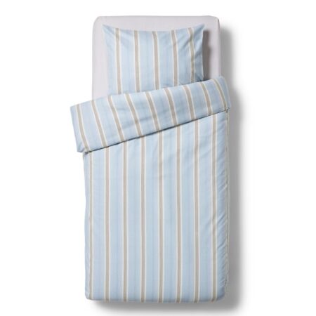 Dekbedovertrek 140x200/220cm flanel strepen blauw