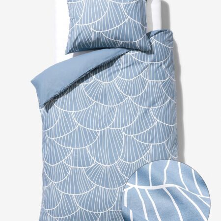 Dekbedovertrek 140x200/220cm zacht katoen schelpen blauw