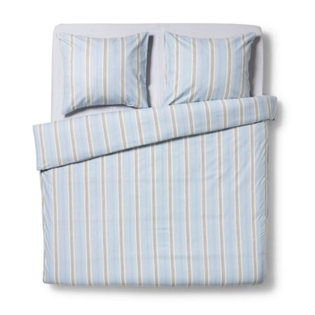 Dekbedovertrek 240x200/220cm flanel strepen blauw