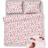 Dekbedovertrek 200x200/220cm zacht katoen bloemen (roze)