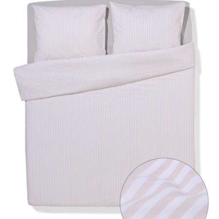 Dekbedovertrek 200x200/220cm zacht katoen strepen beige