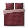 Dekbedovertrek 200x200/220cm flanel ruiten bordeaux (donkerrood)