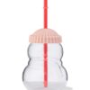 Drinkbeker 9x9x19cm glas sneeuwpop (rood)