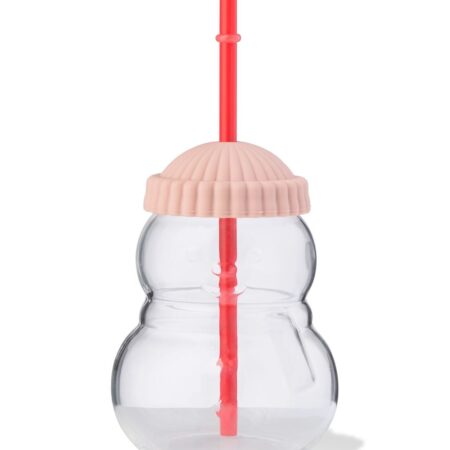 Drinkbeker 9x9x19cm glas sneeuwpop (rood)