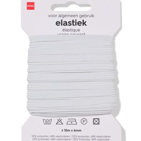 Elastiek 10mx6mm wit