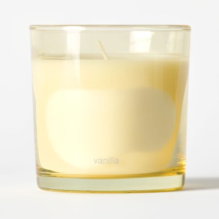 Geurkaars in glas ⌀10x10cm vanille (lichtgeel)