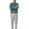 Herenpyjama Jesse regular fit jersey strepen donkergroen