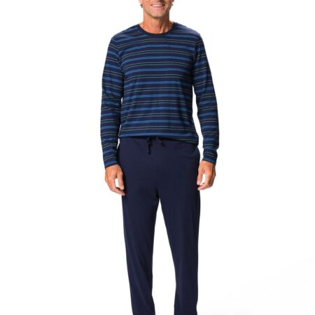 Herenpyjama Jesse strepen donkerblauw