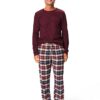 Herenpyjama wafel flanel ruiten bordeauxrood