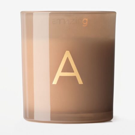 Kaars in glas ⌀8x9cm letter A (taupe)