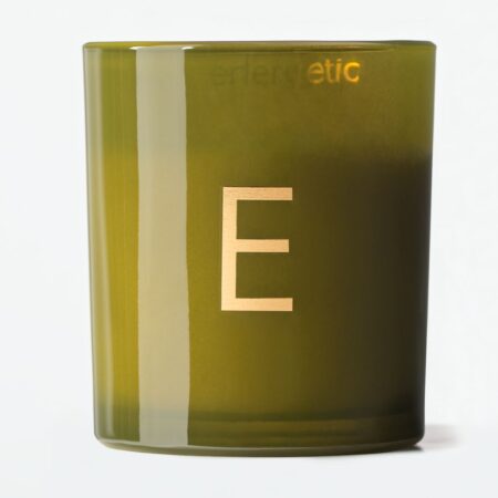 Kaars in glas ⌀8x9cm letter E (groen)