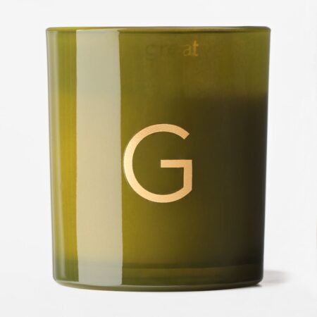 Kaars in glas ⌀8x9cm letter G (groen)