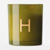Kaars in glas ⌀8x9cm letter H (groen)