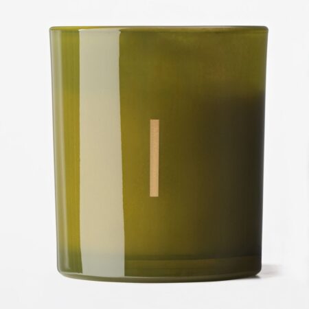 Kaars in glas ⌀8x9cm letter I (groen)