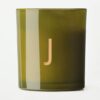 Kaars in glas ⌀8x9cm letter J (groen)