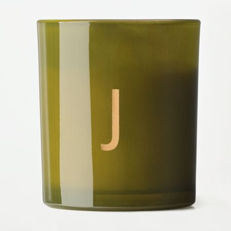 Kaars in glas ⌀8x9cm letter J (groen)