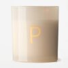 Kaars in glas ⌀8x9cm letter P (creme)