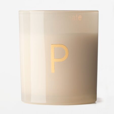 Kaars in glas ⌀8x9cm letter P (creme)