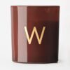 Kaars in glas ⌀8x9cm letter W (cognac)
