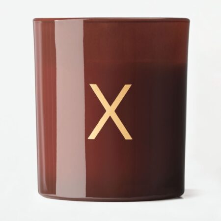 Kaars in glas ⌀8x9cm letter X (cognac)
