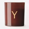 Kaars in glas ⌀8x9cm letter Y (cognac)
