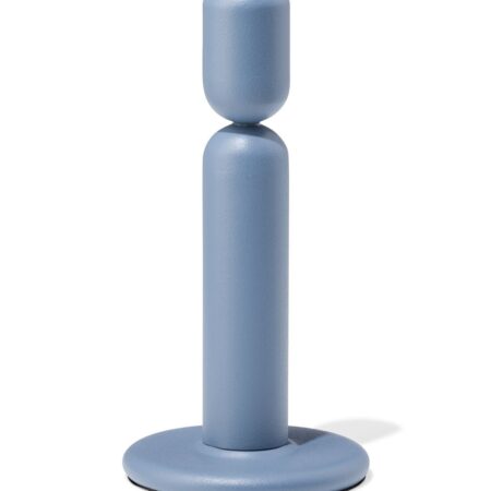 Kandelaar 9.2x13.9cm metaal hoog grijs (blauw)