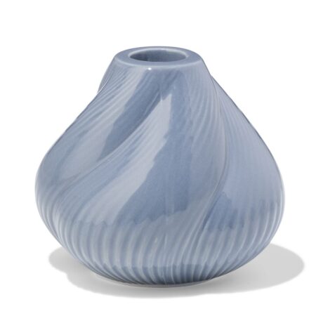 Kandelaar 9.2x9cm keramiek twist grijs (blauw)