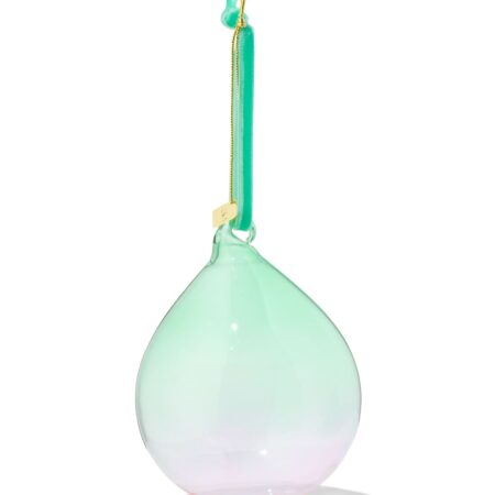 Kerstbal 8cm glas gradient groen-roze