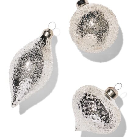 Kerstballen glas zilver - 3 stuks