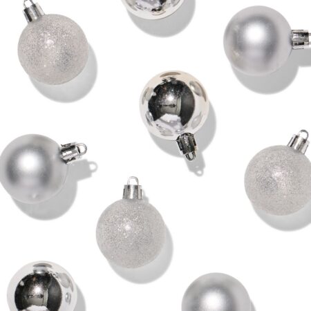 Kerstballen plastic zilver - 9 stuks