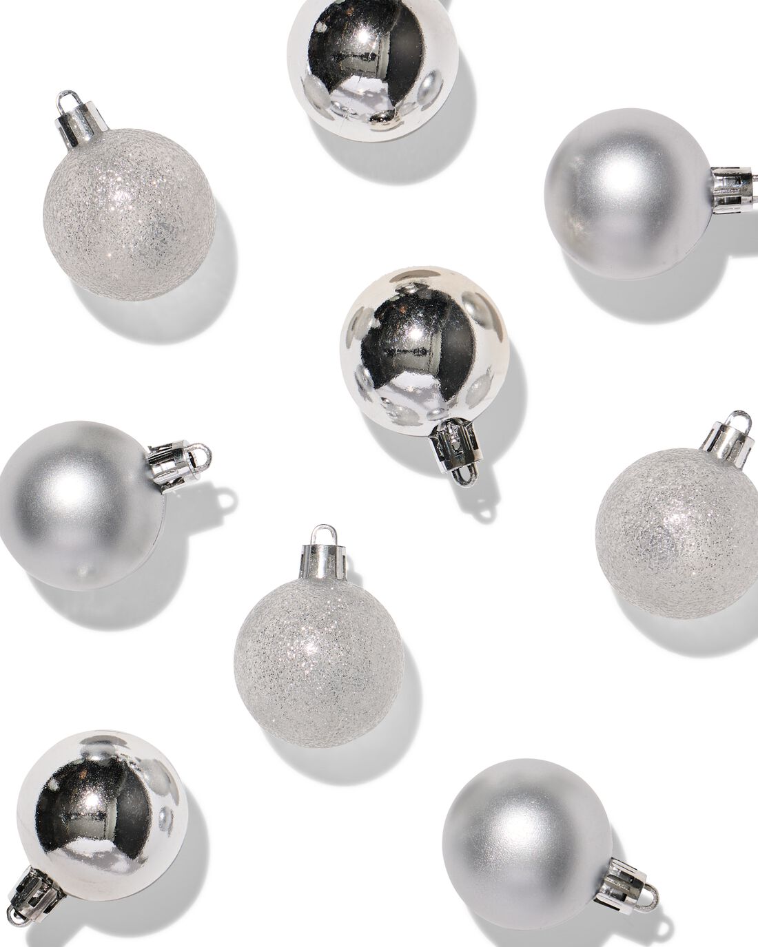 Kerstballen plastic zilver - 9 stuks
